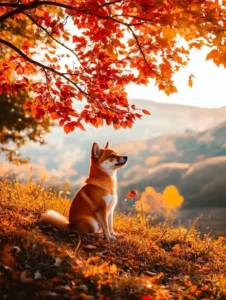 Golden Retriever being brushed in a warm-toned grooming salon, surrounded by autumn leaves—showcasing seasonal coat care in Milton.